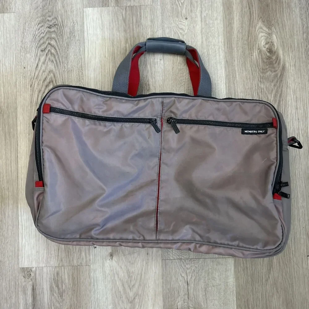 Members Only Duffle Bag Gray Messenger Y2K Straps Rainbow Tag 20x13x7 VTG READ